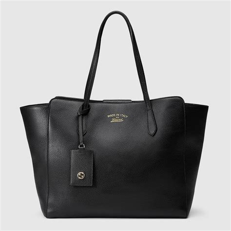 gucci swing leather black tote|genuine Gucci tote bags.